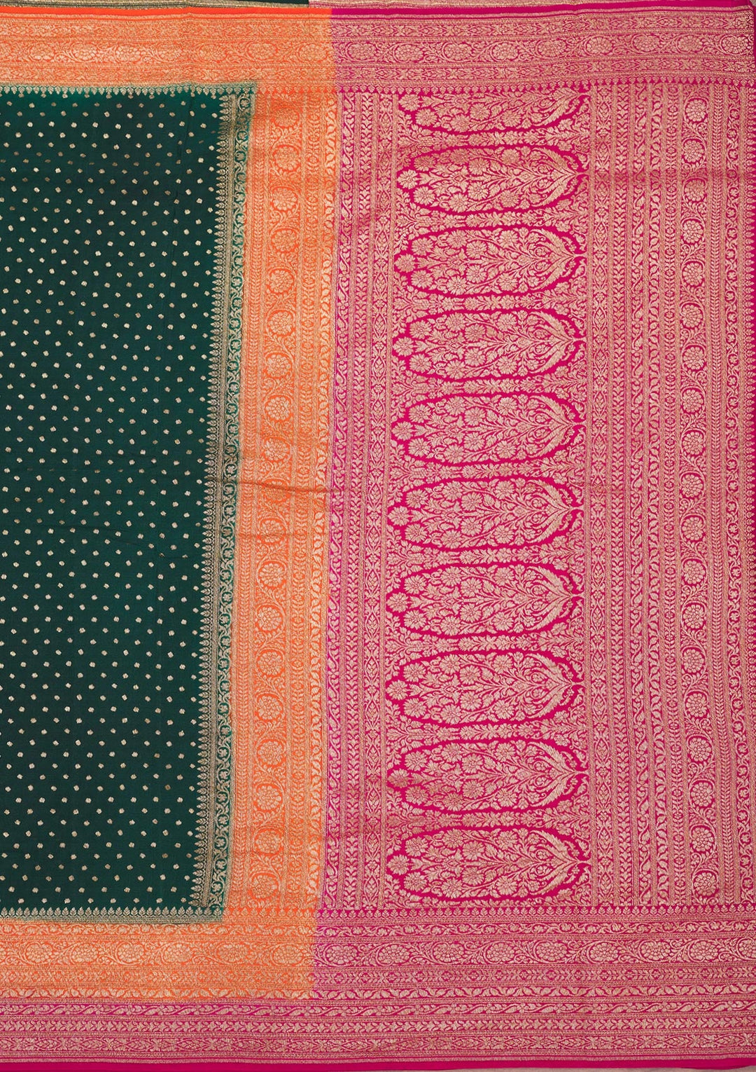 Bottle Green Zariwork Pure Silk Saree