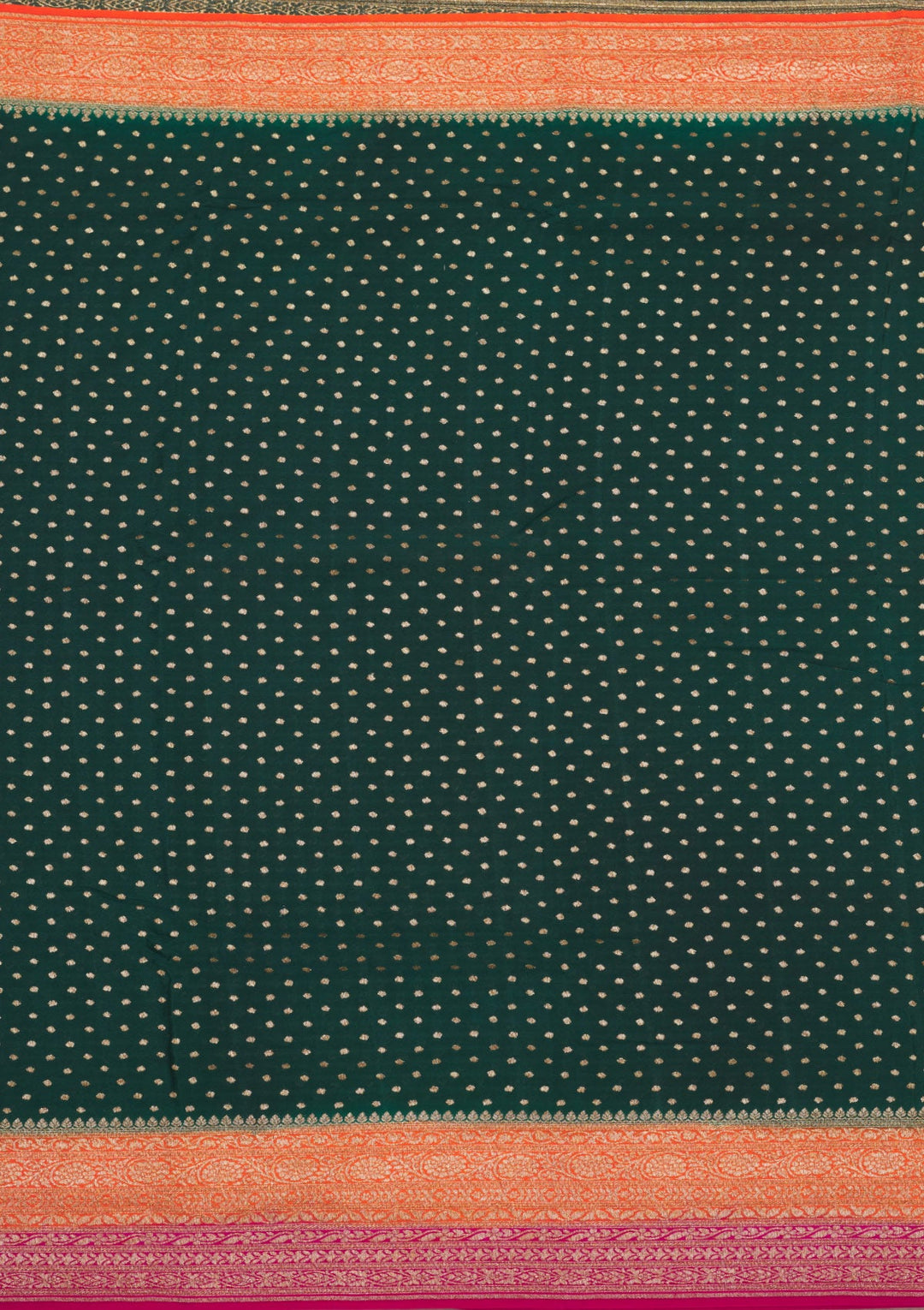 Bottle Green Zariwork Pure Silk Saree
