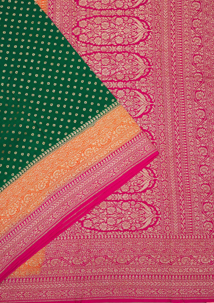 Bottle Green Zariwork Art Silk Saree