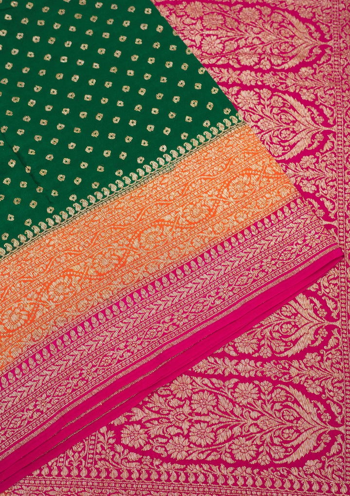 Bottle Green Zariwork Art Silk Saree