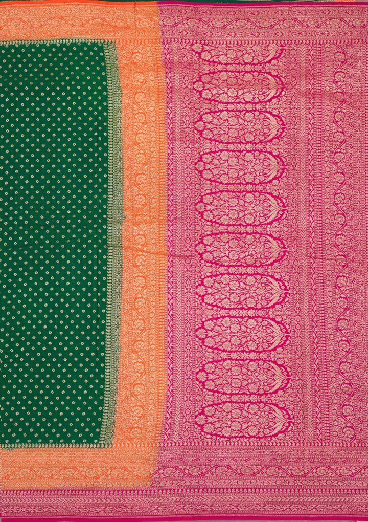 Bottle Green Zariwork Art Silk Saree