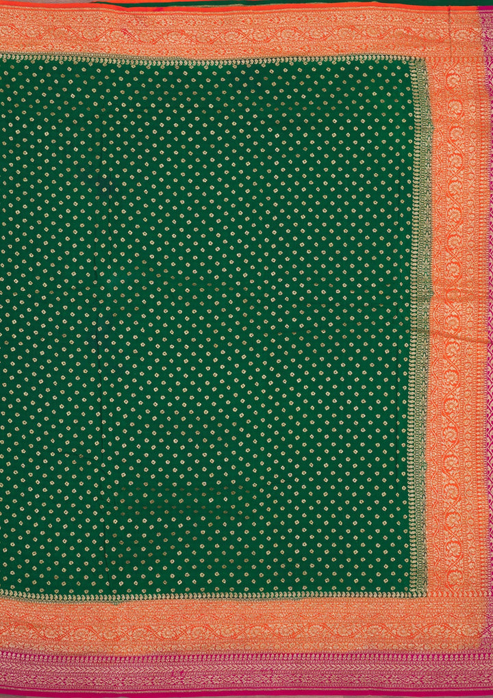 Bottle Green Zariwork Art Silk Saree