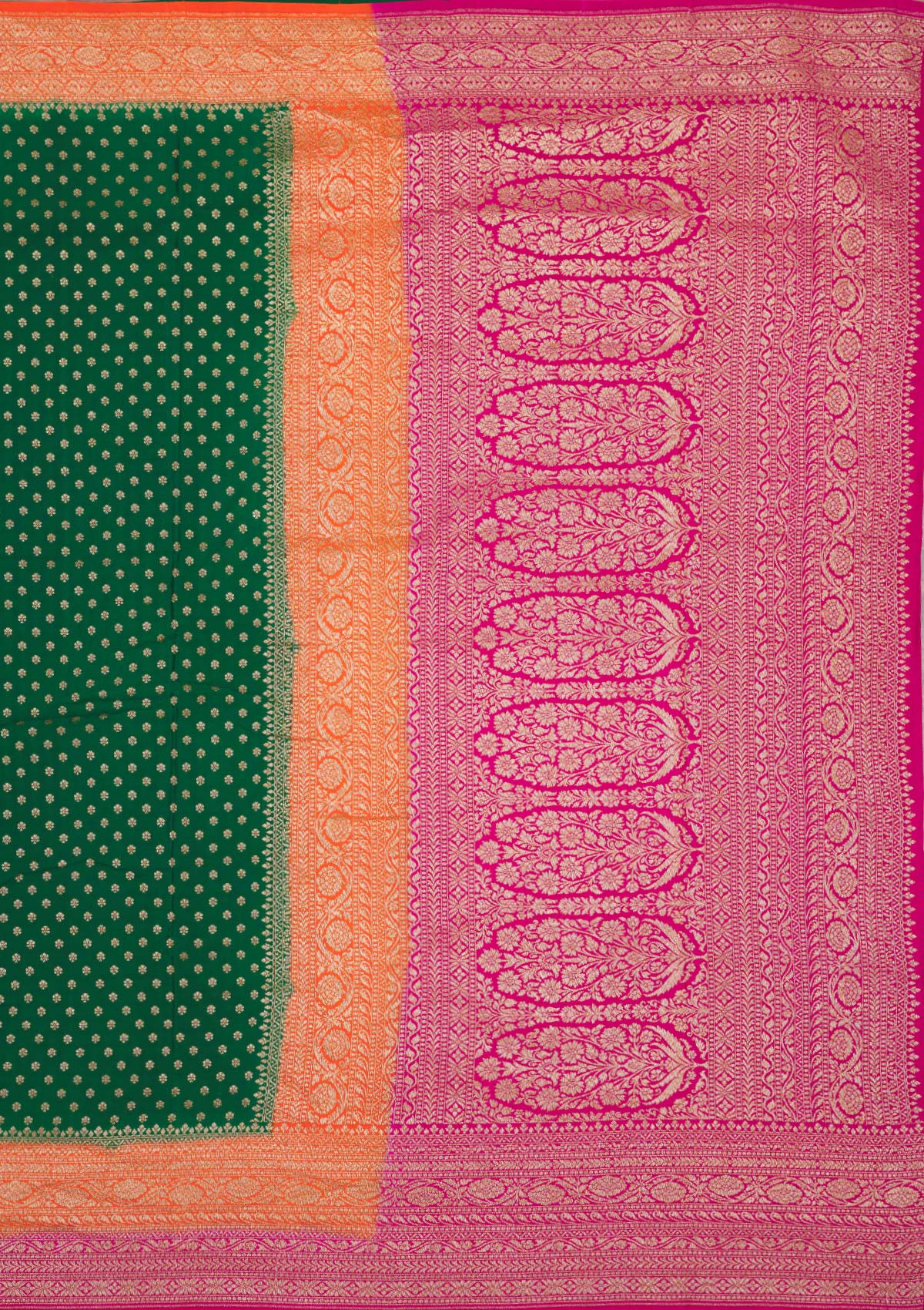 Bottle Green Zariwork Art Silk Saree