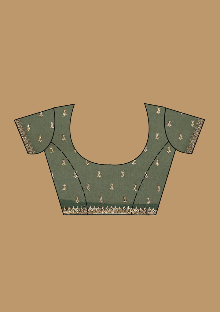 Bottle Green Zariwork Chiffon Saree