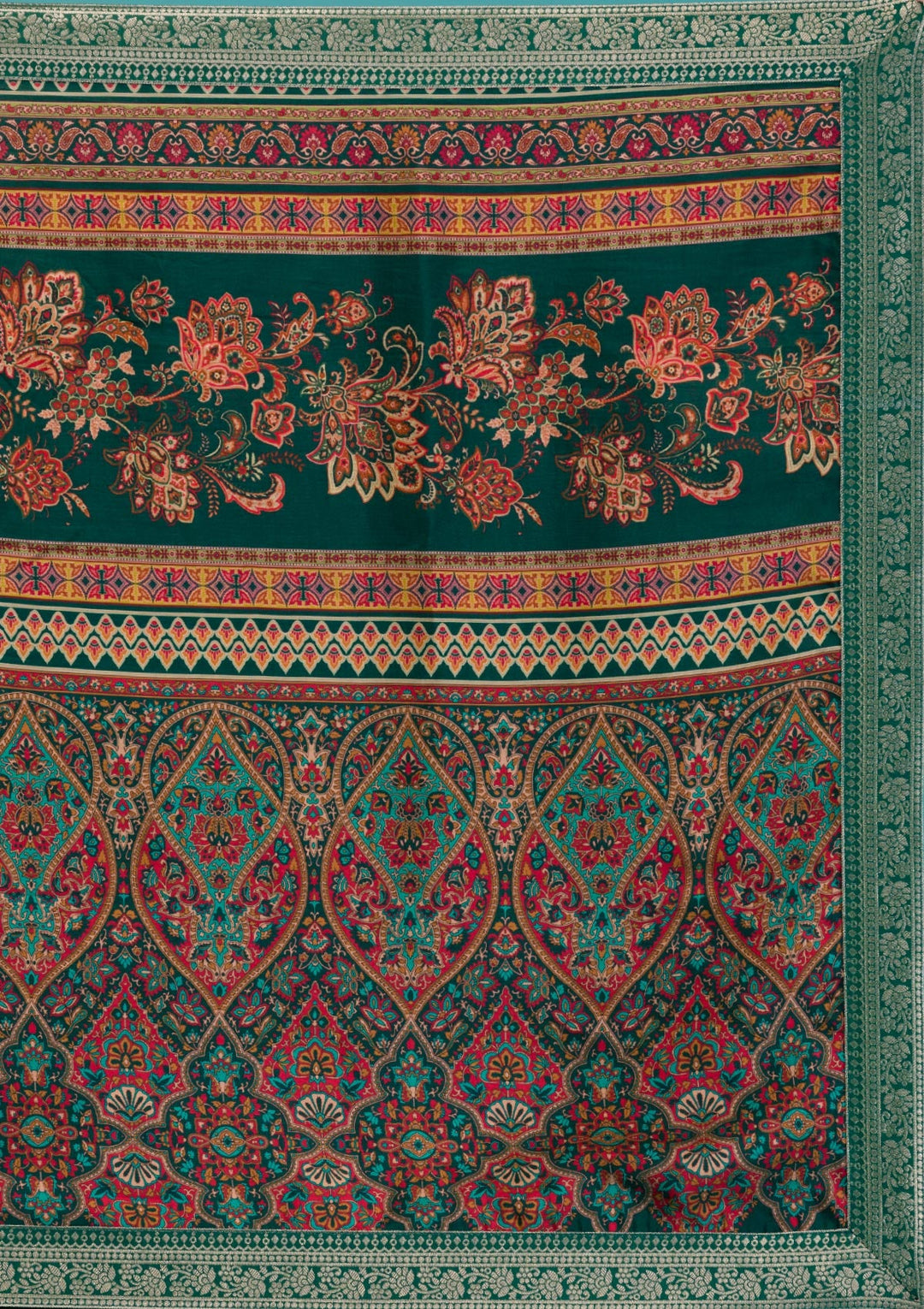 Bottle Green Zariwork Crepe Readymade Salwar Suit-Koskii