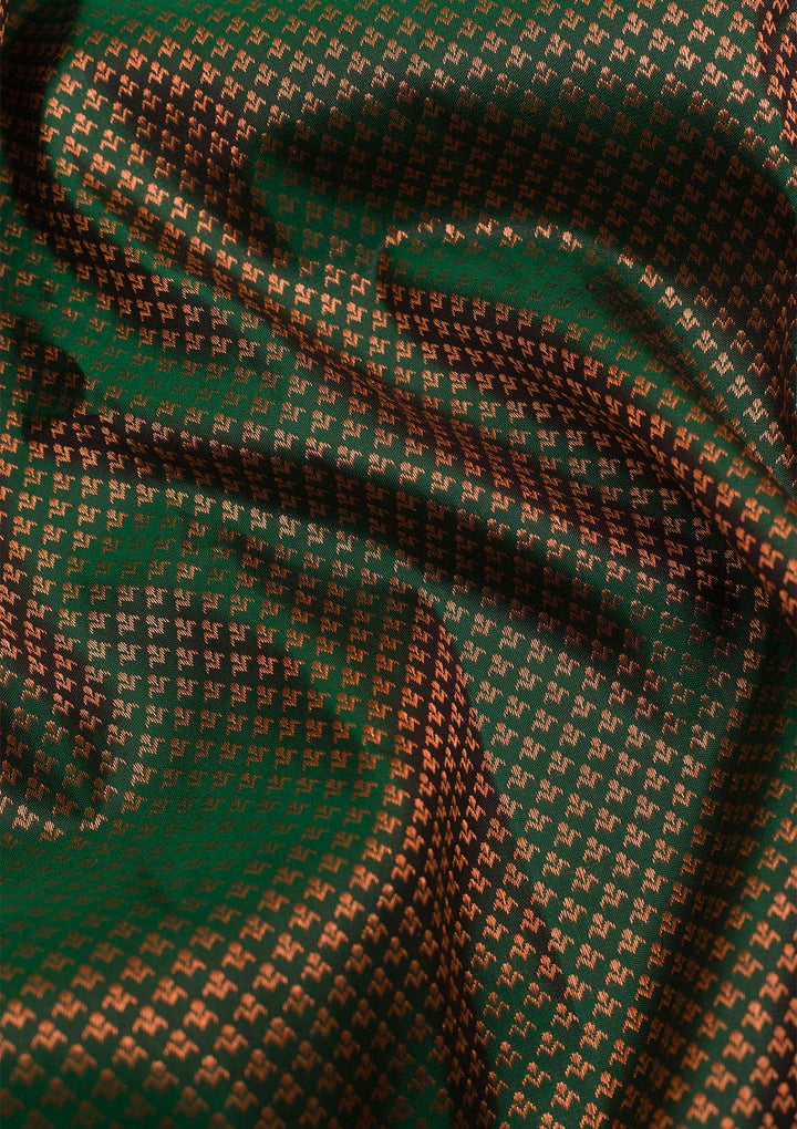 Bottle Green Zariwork Pure Silk Saree-Koskii