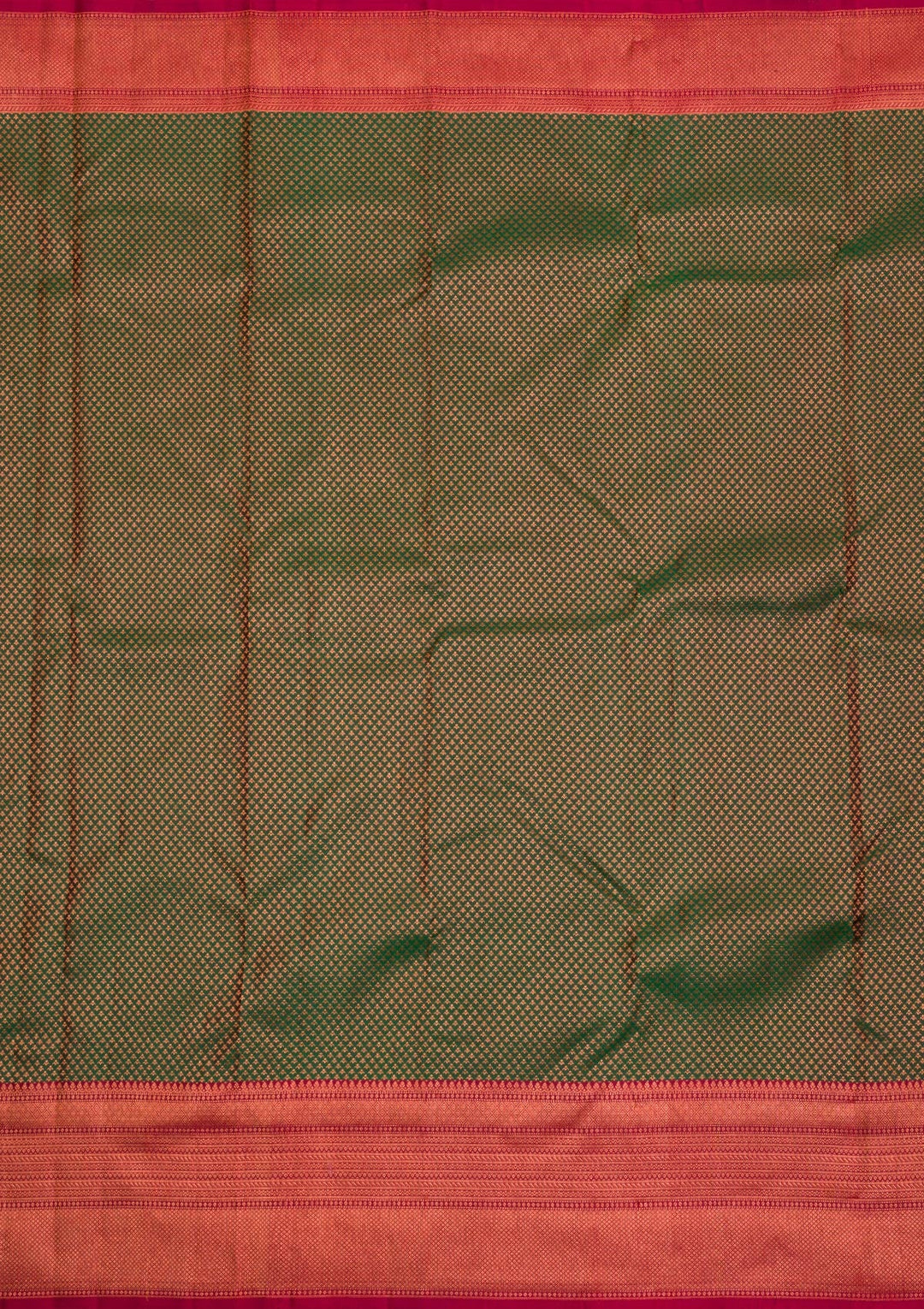Bottle Green Zariwork Pure Silk Saree-Koskii
