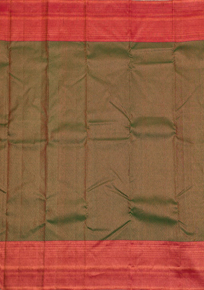 Bottle Green Zariwork Pure Silk Saree-Koskii