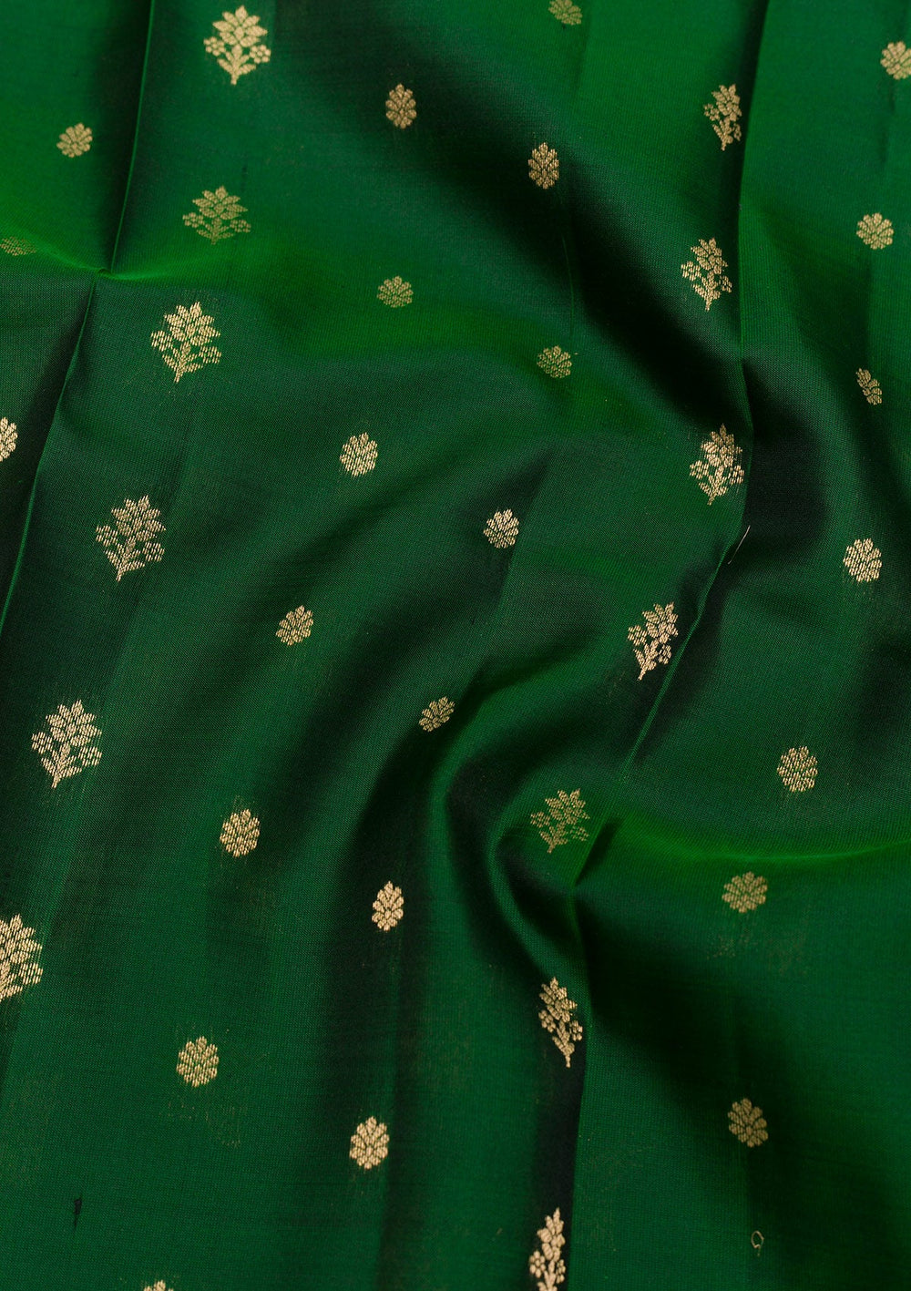 Bottle Green Zariwork Pure Silk Saree-Koskii