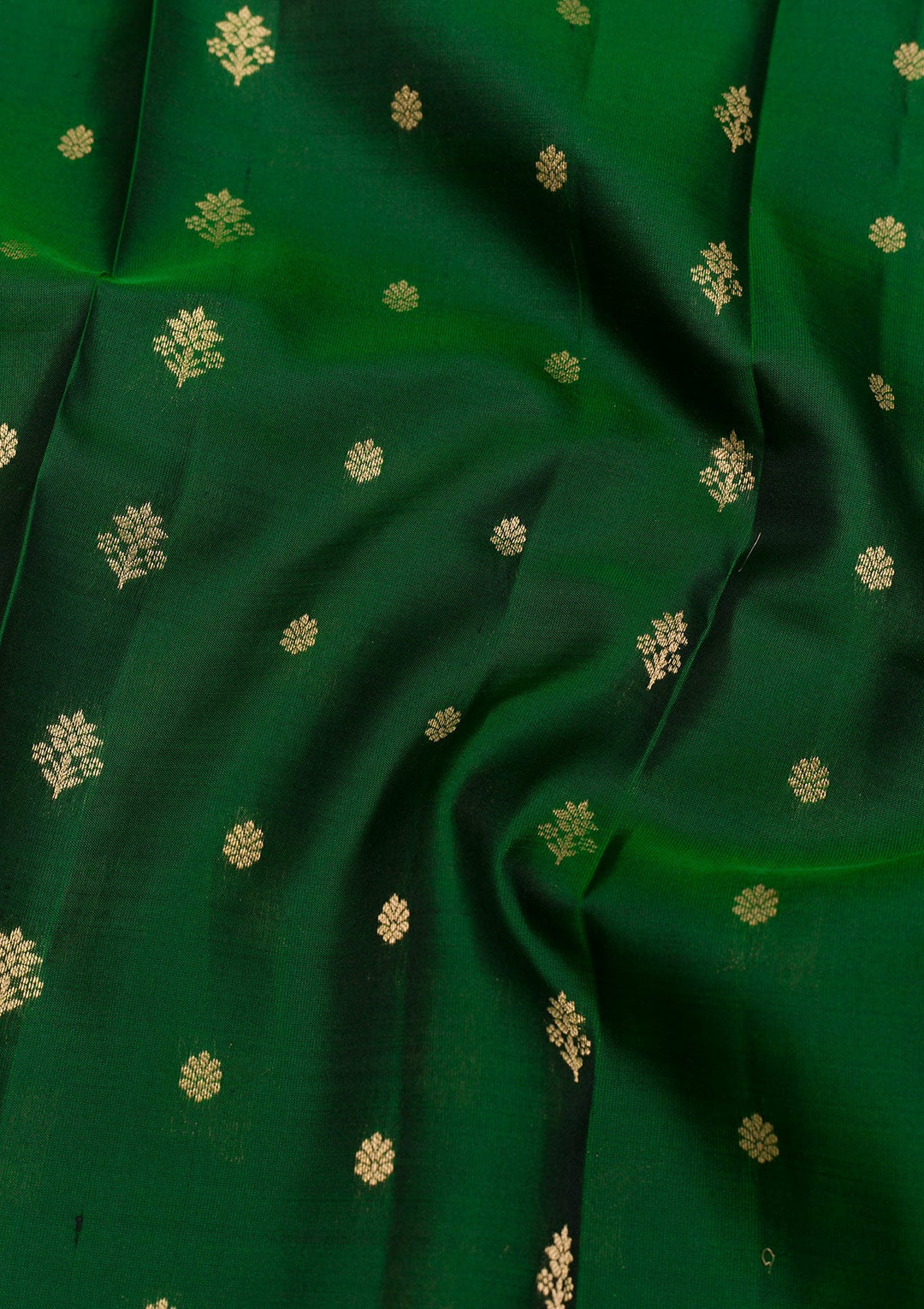 Bottle Green Zariwork Pure Silk Saree-Koskii