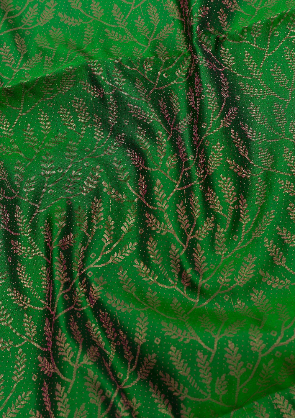 Bottle Green Zariwork Pure Silk Saree-Koskii