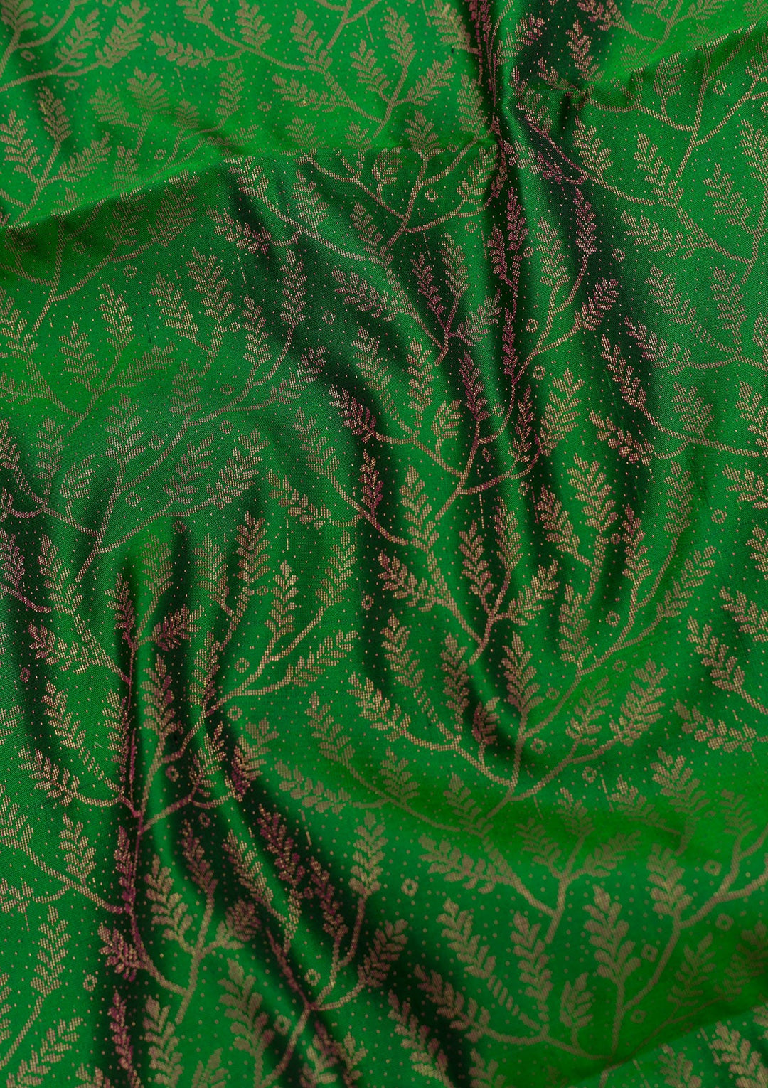Bottle Green Zariwork Pure Silk Saree-Koskii