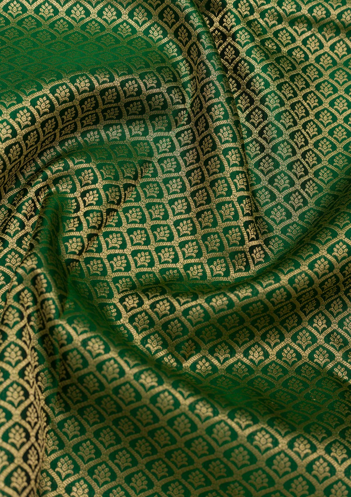 Bottle Green Zariwork Pure Silk Saree-Koskii