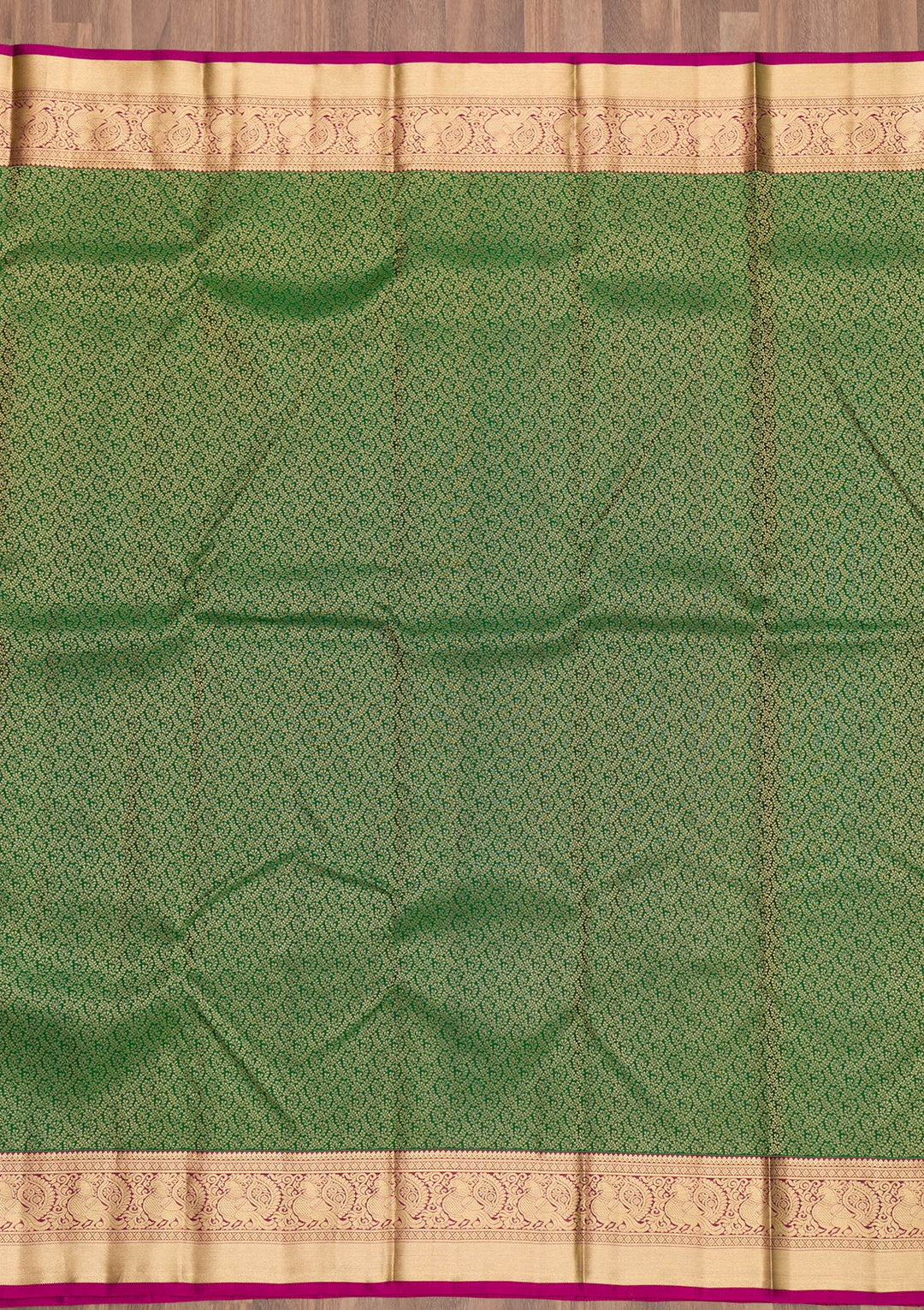 Bottle Green Zariwork Pure Silk Saree-Koskii