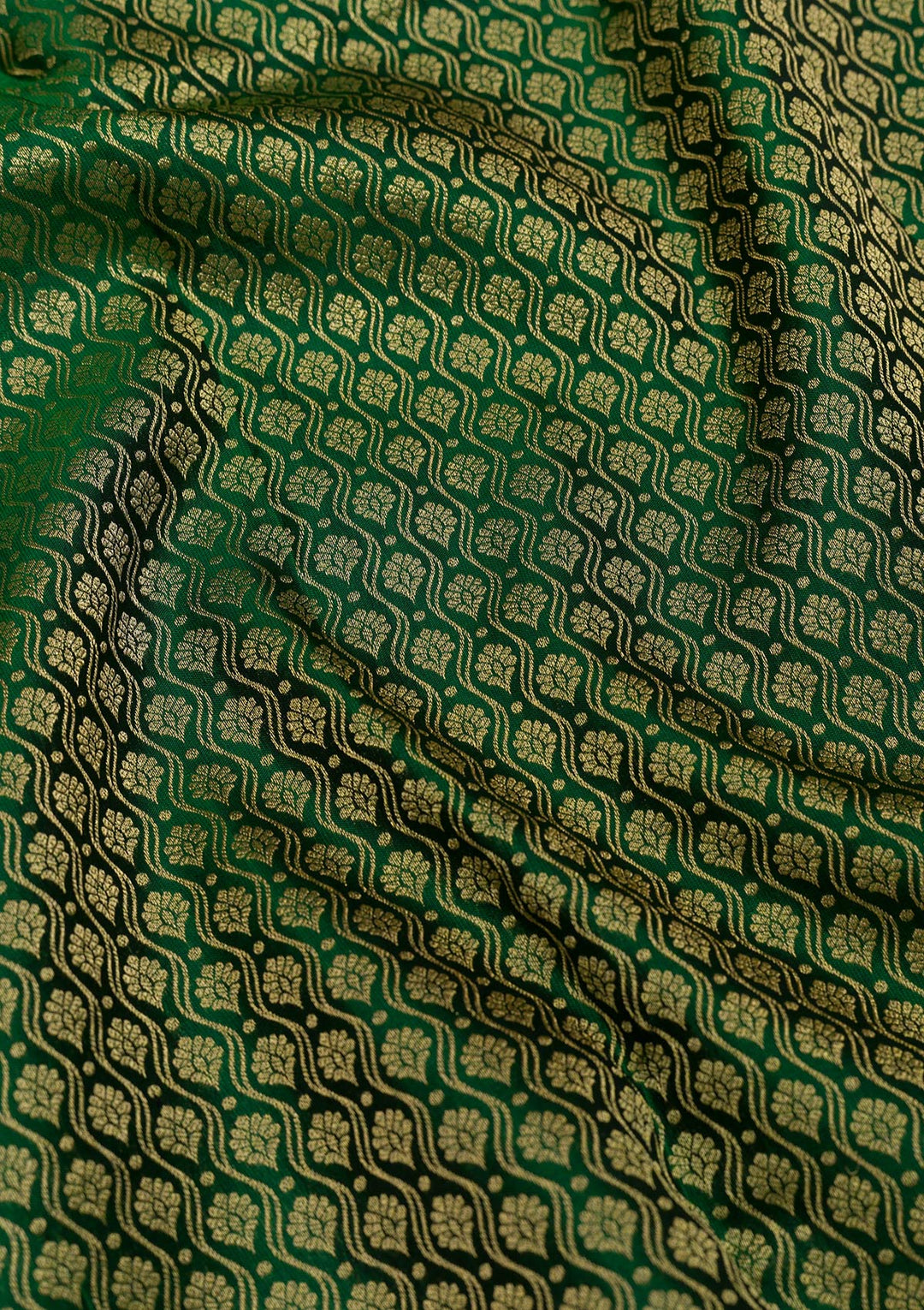 Bottle Green Zariwork Pure Silk Saree-Koskii