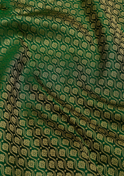 Bottle Green Zariwork Pure Silk Saree-Koskii