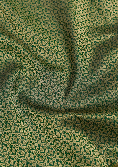 Bottle Green Zariwork Pure Silk Saree-Koskii