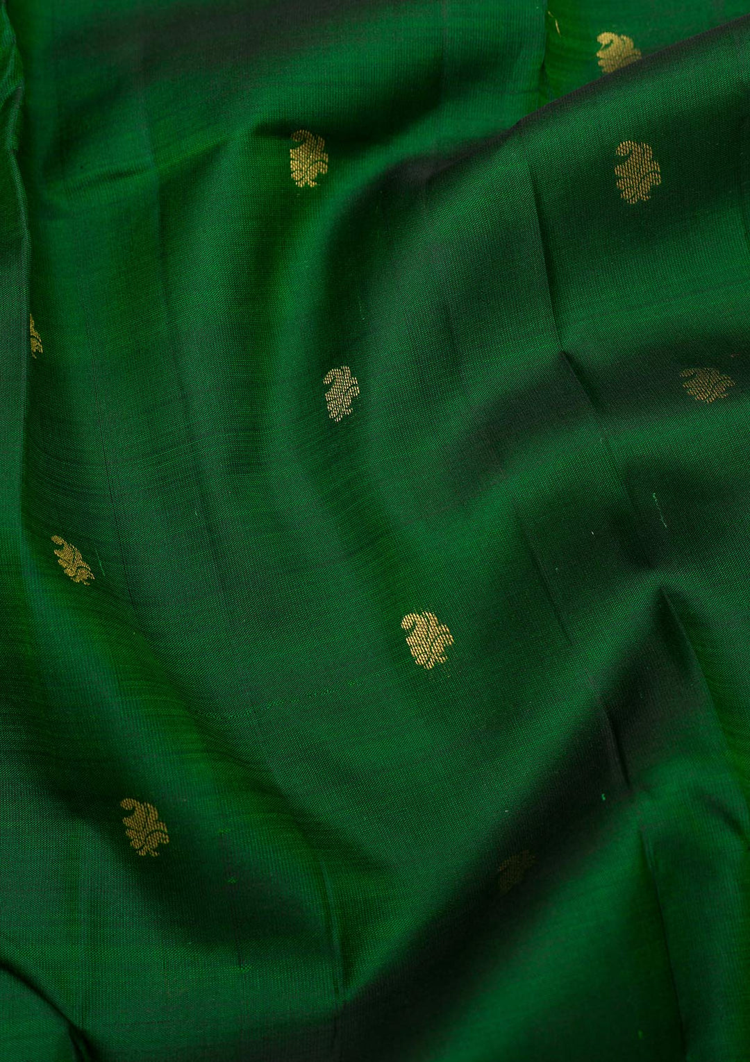 Bottle Green Zariwork Pure Silk Saree-Koskii