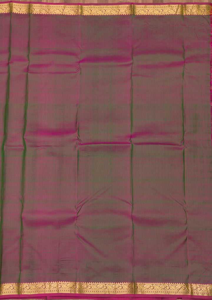 Bottle Green Zariwork Pure Silk Saree-Koskii