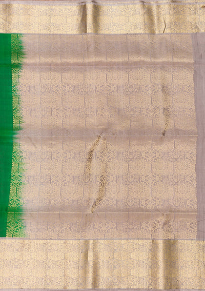 Bottle Green Zariwork Pure Silk Saree-Koskii