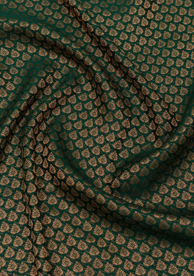 Bottle Green Zariwork Pure Silk Saree-Koskii