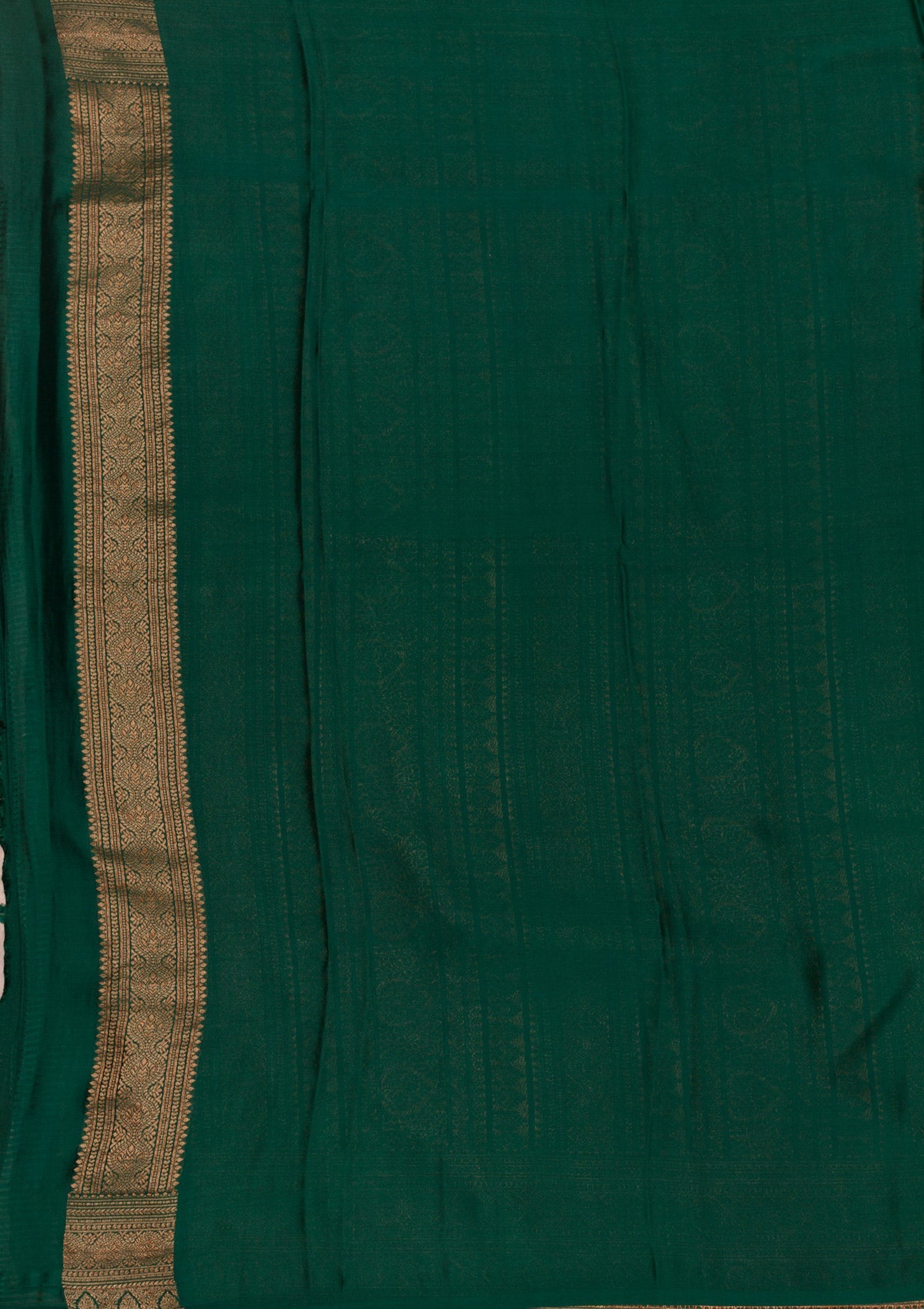 Bottle Green Zariwork Pure Silk Saree-Koskii