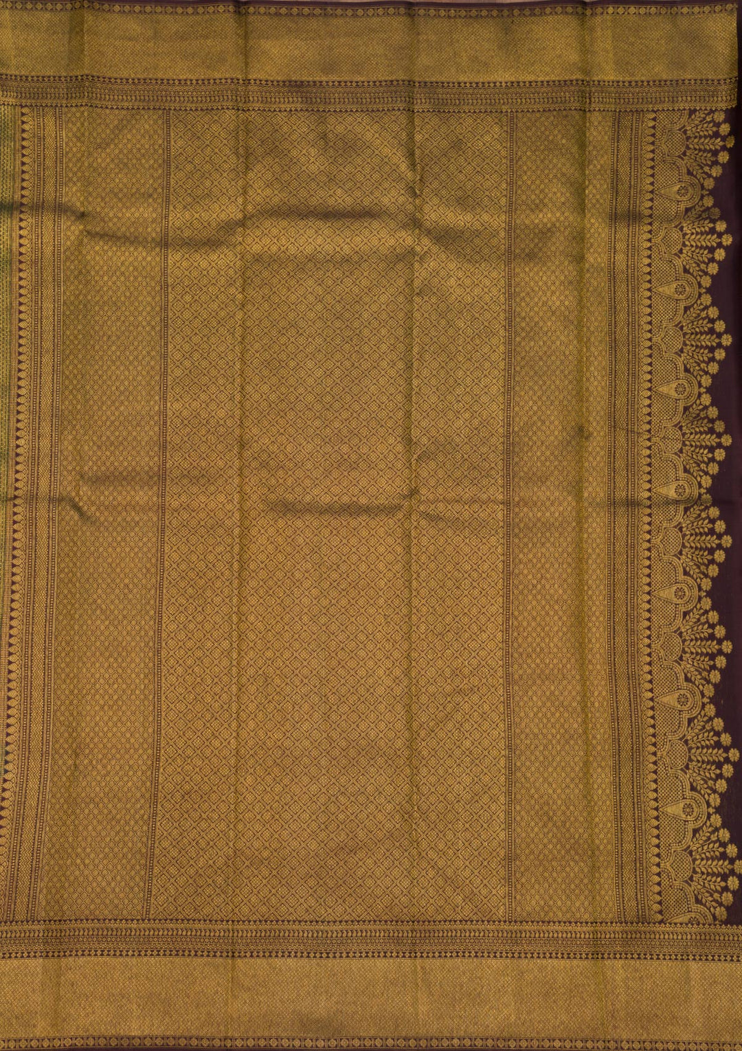 Bottle Green Zariwork Pure Silk Saree-Koskii
