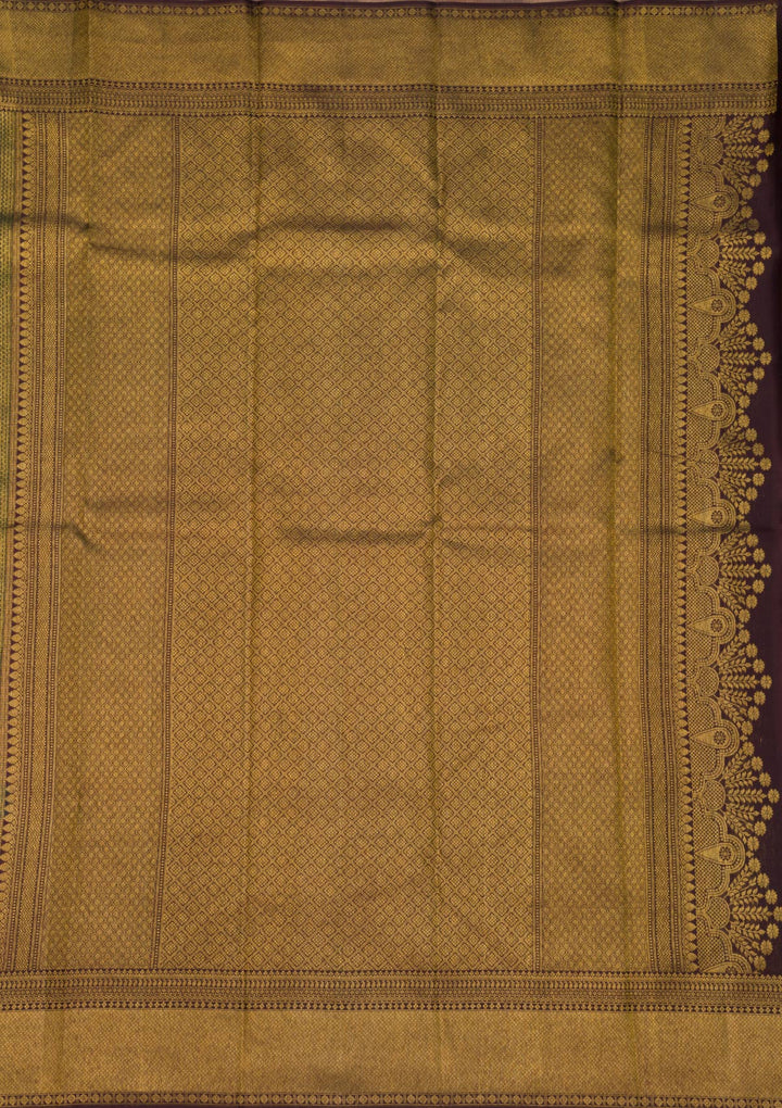 Bottle Green Zariwork Pure Silk Saree-Koskii