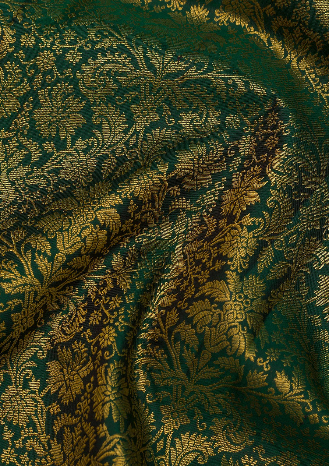 Bottle Green Zariwork Pure Silk Saree-Koskii