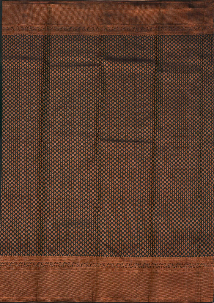 Bottle Green Zariwork Pure Silk Saree-Koskii