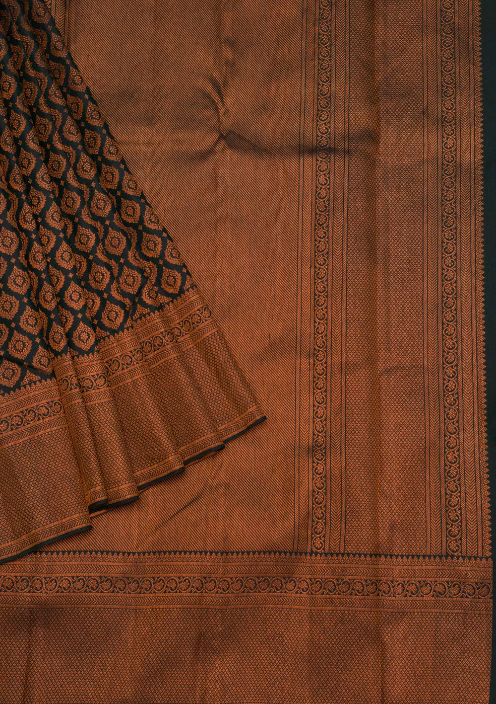 Bottle Green Zariwork Pure Silk Saree-Koskii