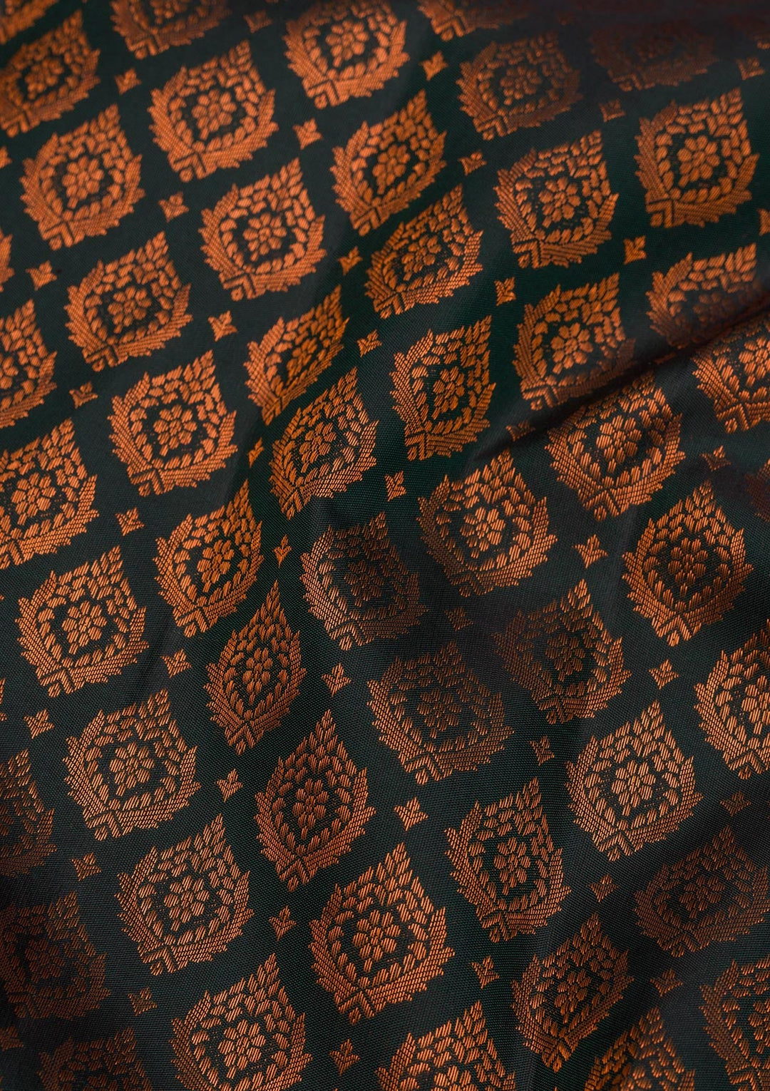 Bottle Green Zariwork Pure Silk Saree-Koskii