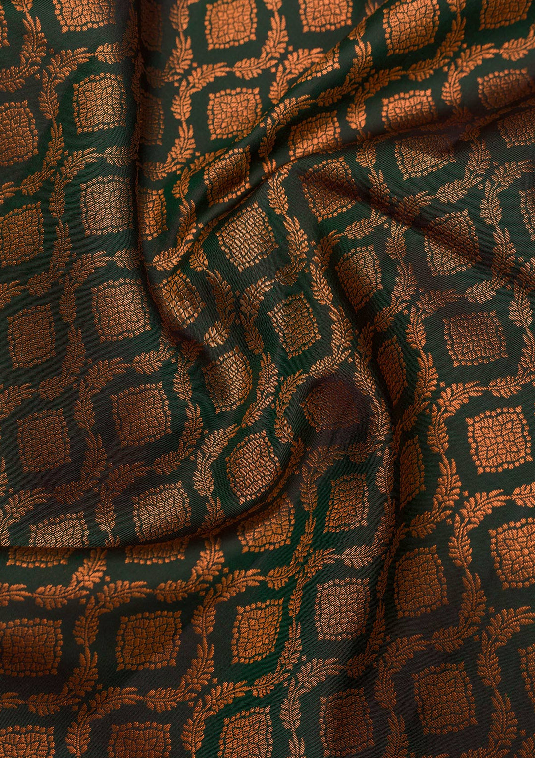 Bottle Green Zariwork Pure Silk Saree-Koskii