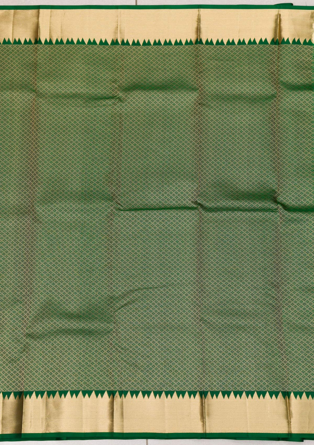 Bottle Green Zariwork Pure Silk Saree-Koskii