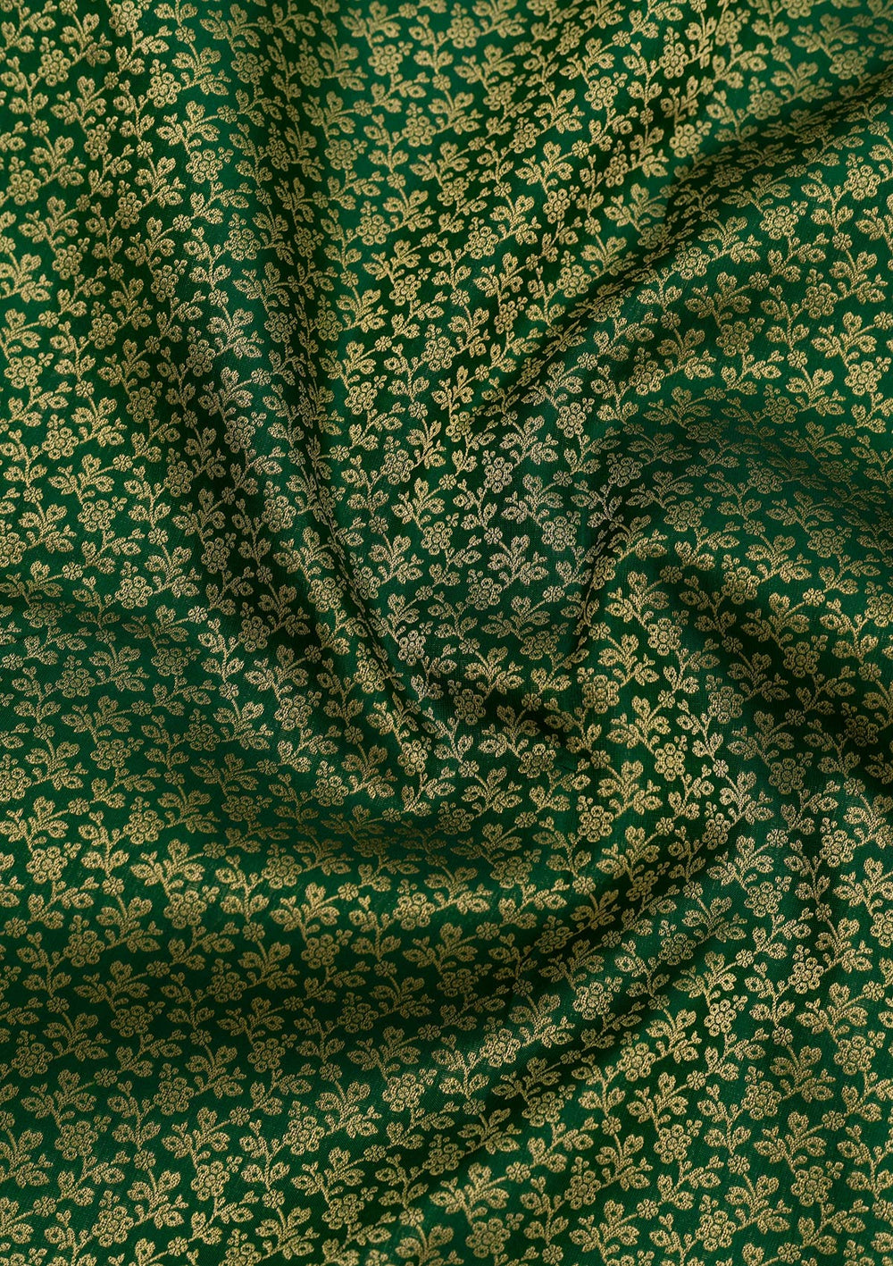 Bottle Green Zariwork Pure Silk Saree-Koskii