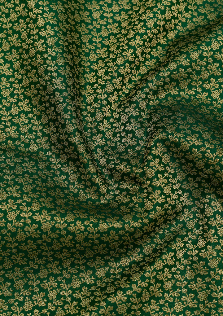 Bottle Green Zariwork Pure Silk Saree-Koskii