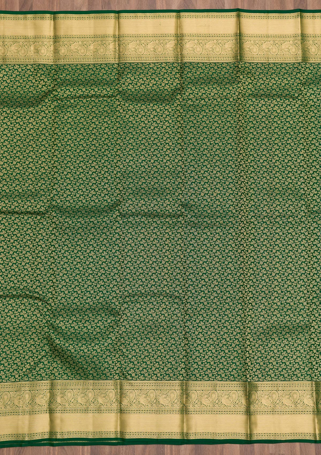 Bottle Green Zariwork Pure Silk Saree-Koskii