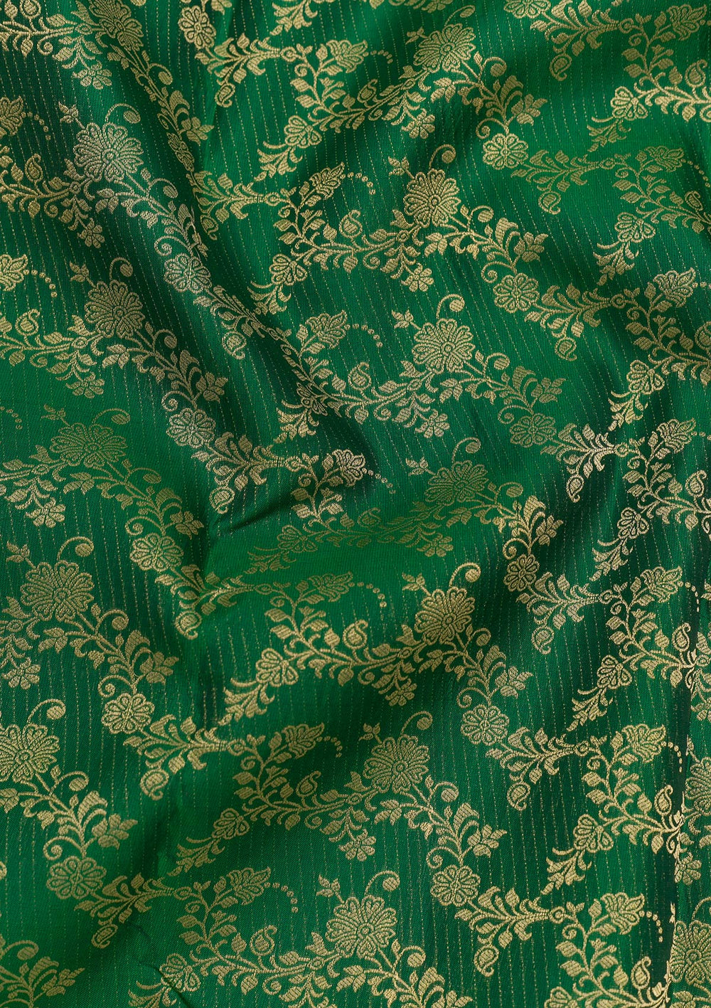 Bottle Green Zariwork Pure Silk Saree-Koskii