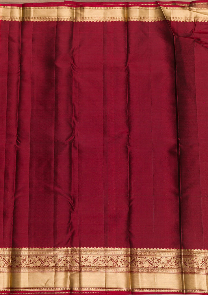 Bottle Green Zariwork Pure Silk Saree-Koskii