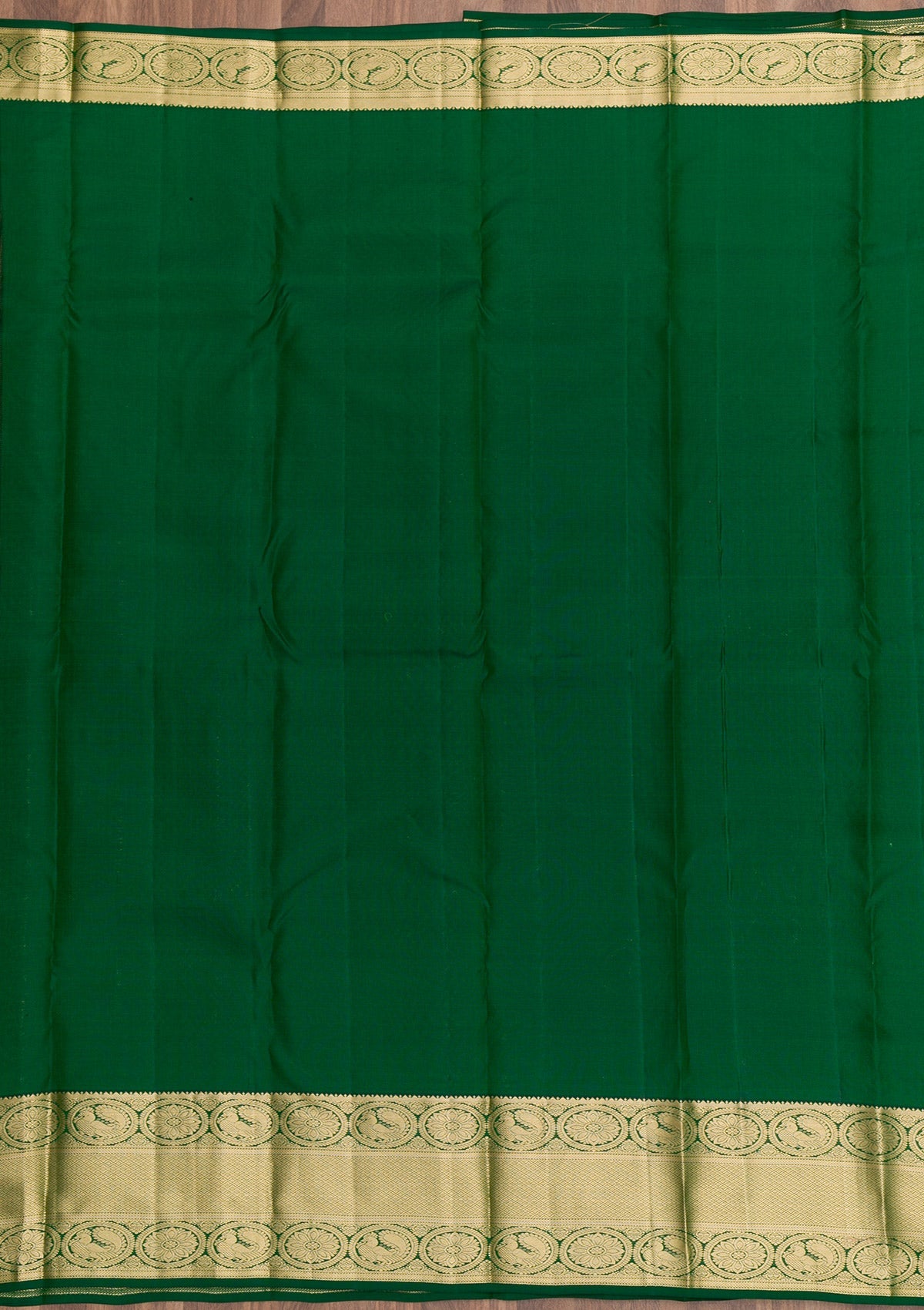 Bottle Green Zariwork Pure Silk Saree-Koskii