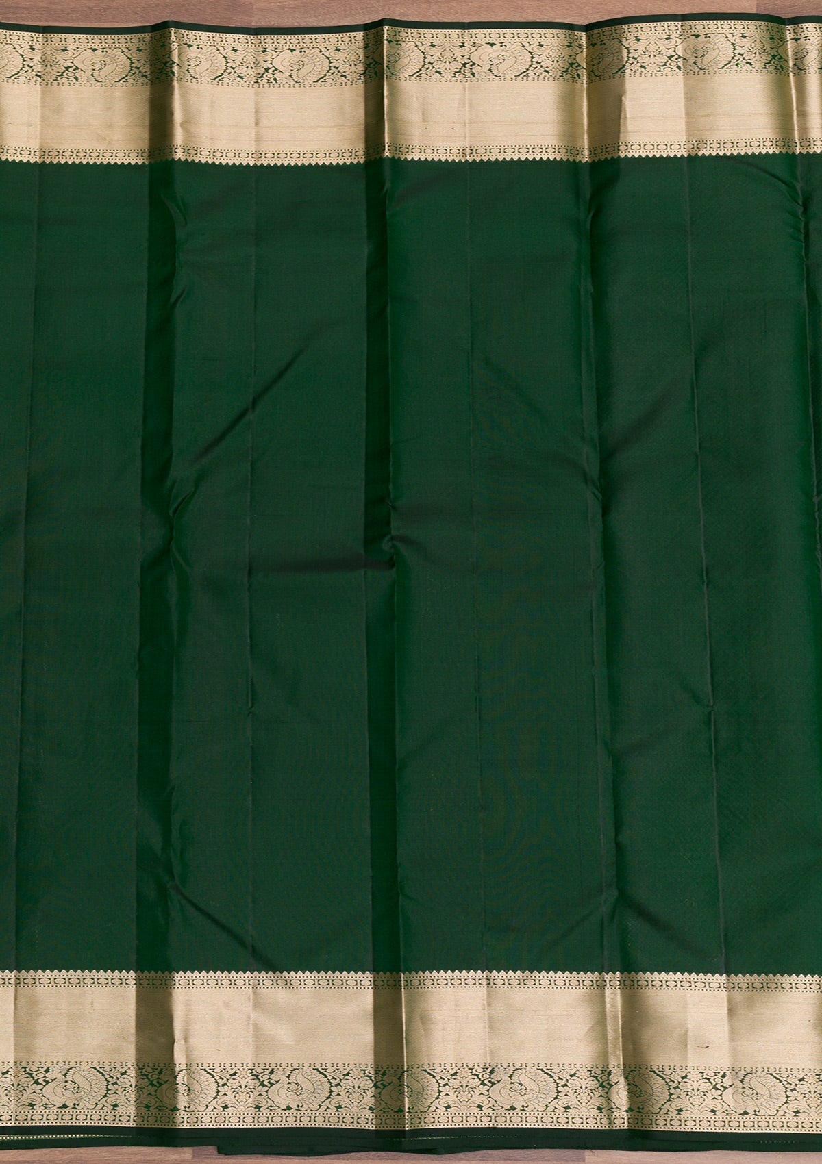 Bottle Green Zariwork Pure Silk Saree-Koskii