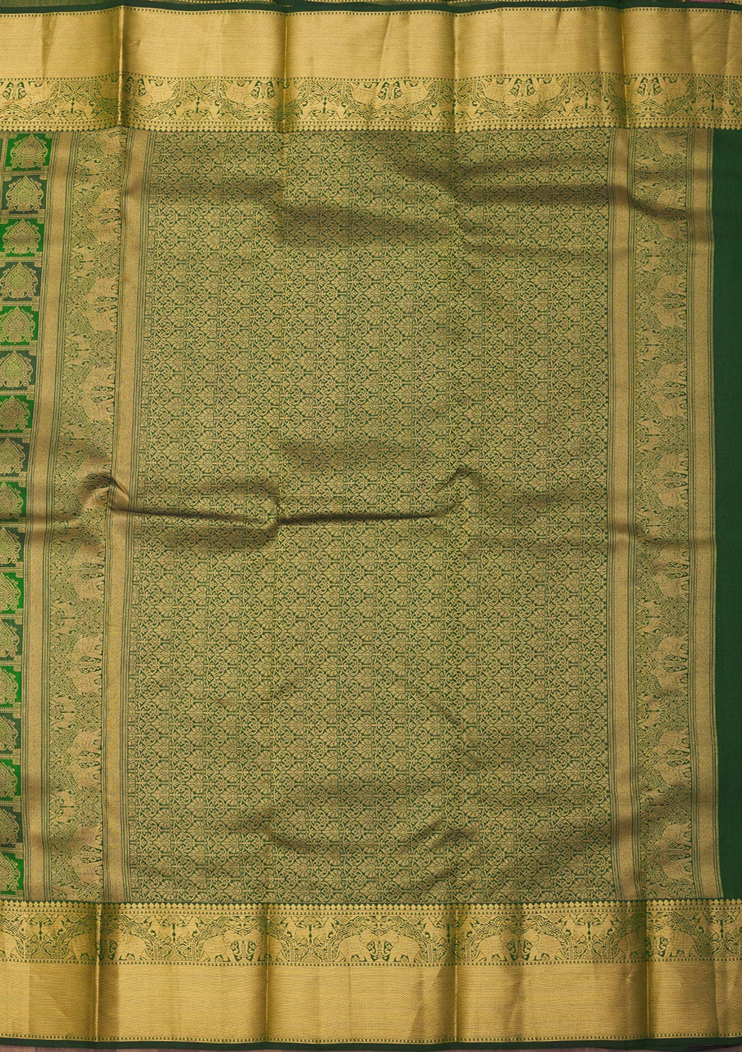 Bottle Green Zariwork Pure Silk Saree