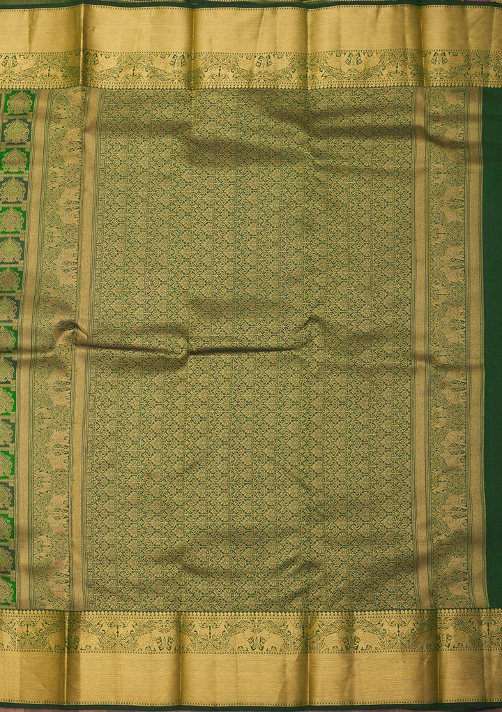 Bottle Green Zariwork Pure Silk Saree