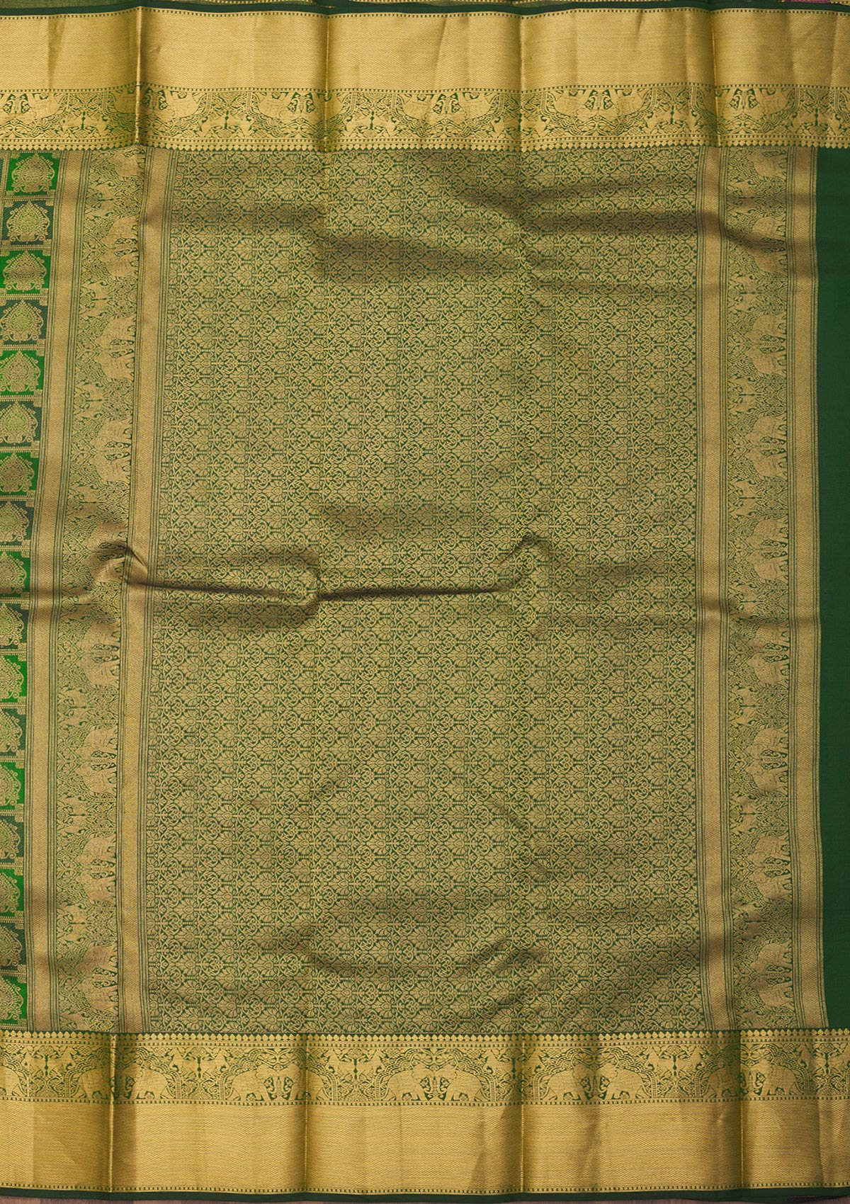 Bottle Green Zariwork Pure Silk Saree