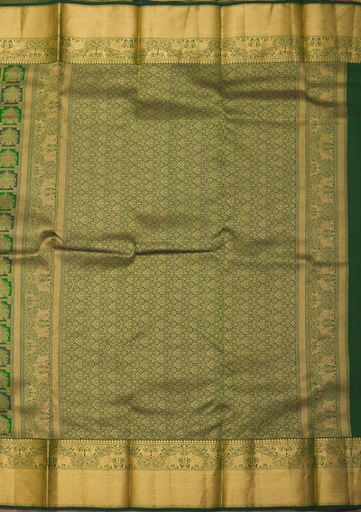 Bottle Green Zariwork Pure Silk Saree