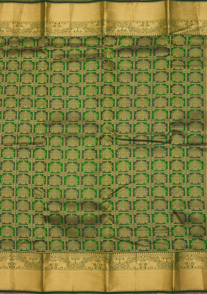 Bottle Green Zariwork Pure Silk Saree