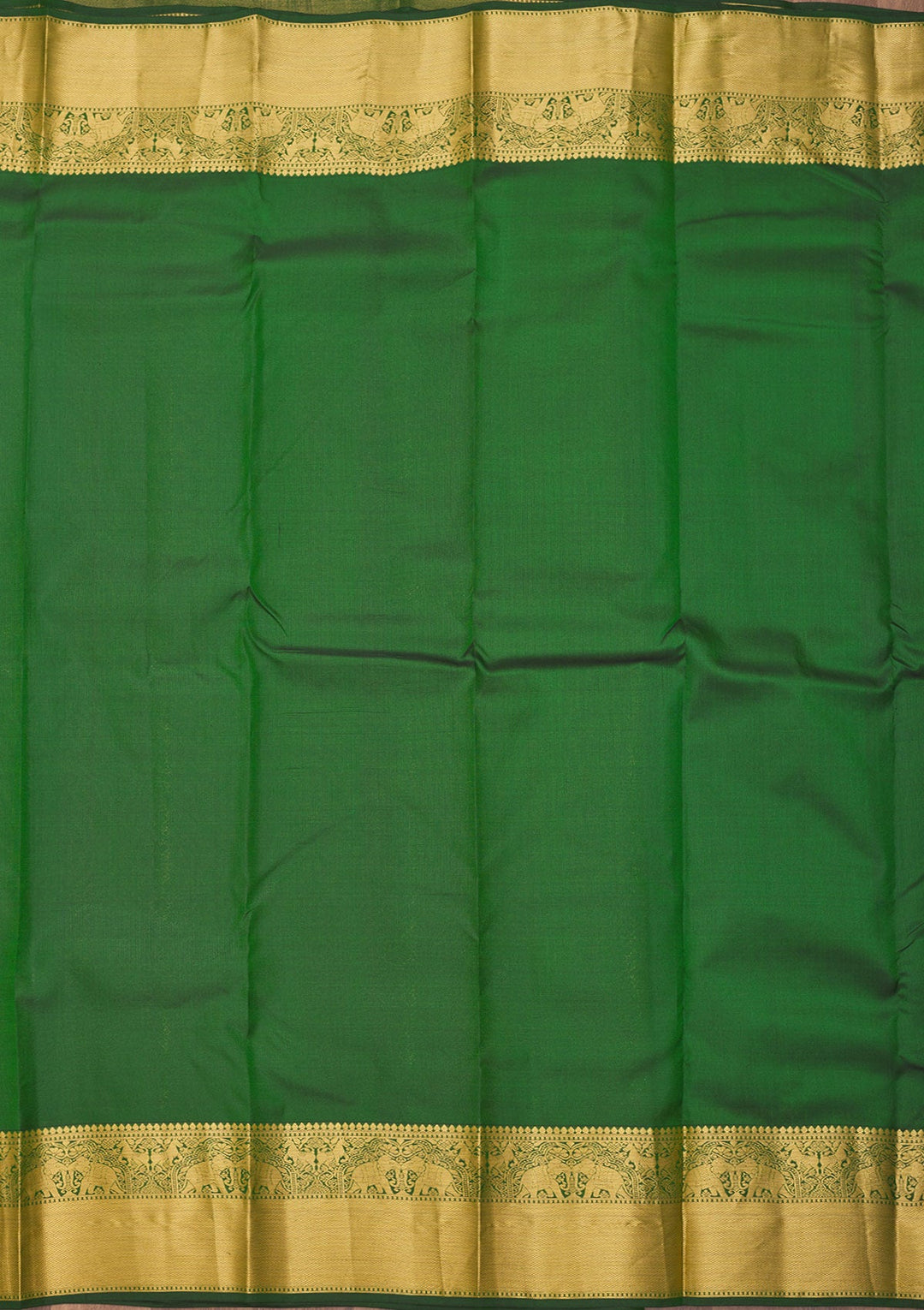Bottle Green Zariwork Pure Silk Saree