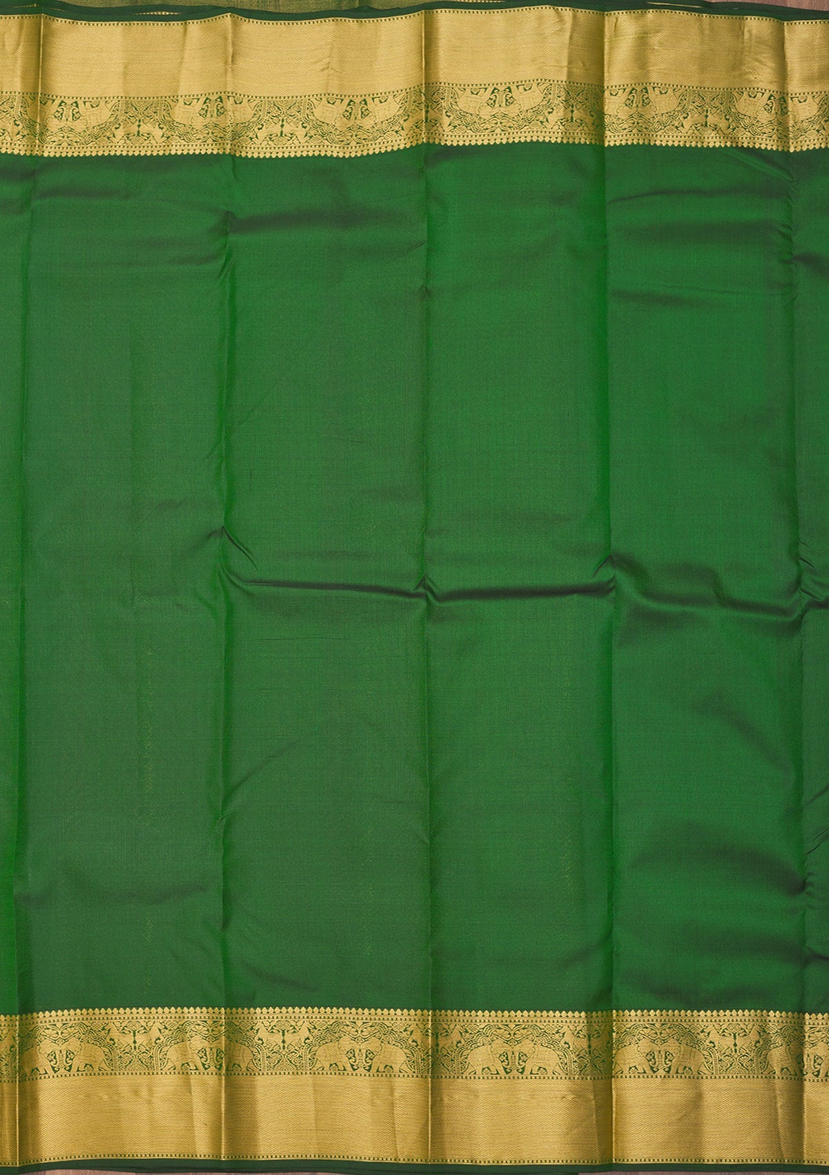 Bottle Green Zariwork Pure Silk Saree