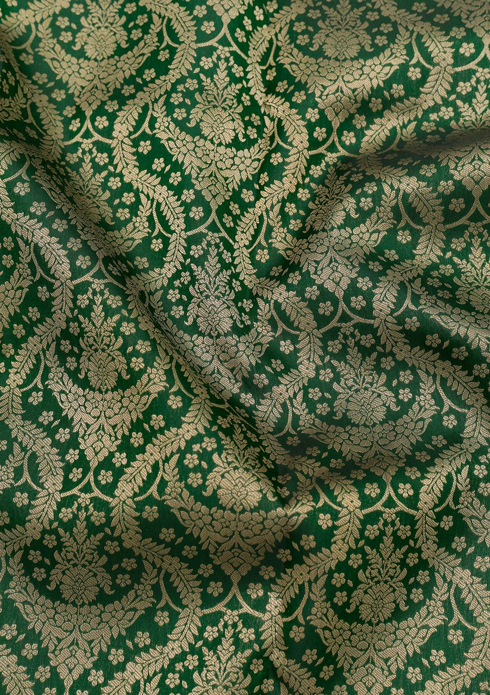 Bottle Green Zariwork Pure Silk Saree-Koskii