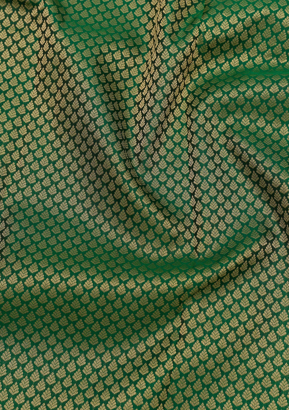 Bottle Green Zariwork Pure Silk Saree-Koskii